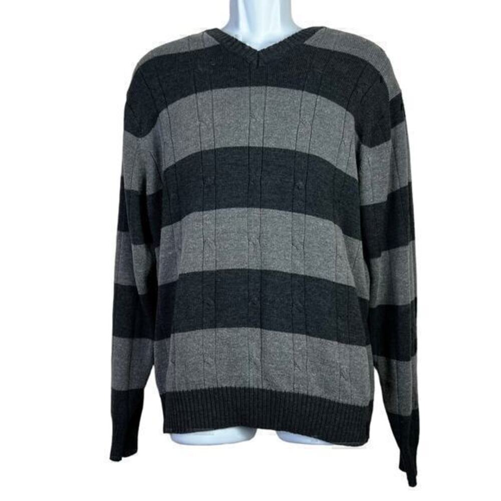 Oscar De La Renta V Neck Men’s Sweater Black Gray Size XL